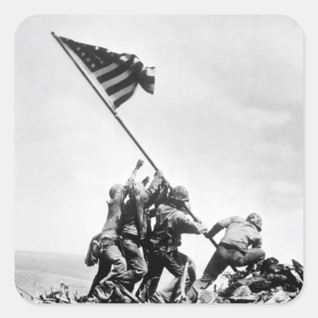 Flag raising on Iwo Jima_War Image Square Sticker (Front)