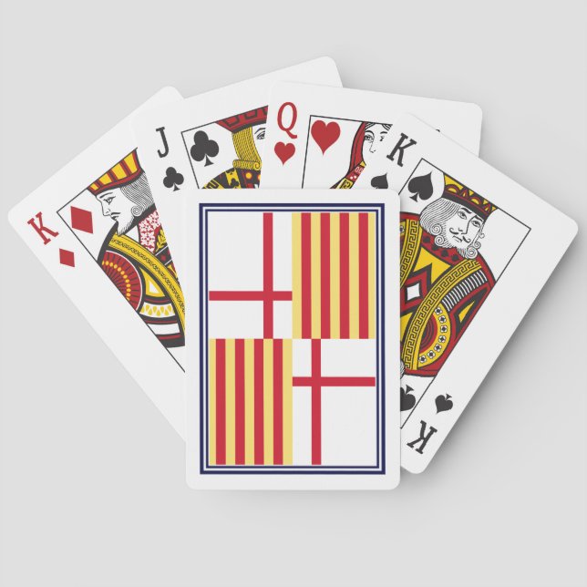 Flag Red White Yellow Barcelona Heraldic Art Poker Cards (Back)