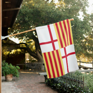 Flag Red White Yellow Barcelona Nationalist Art