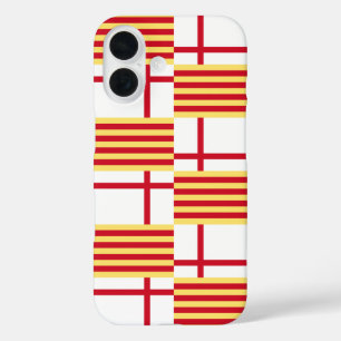 Flag Red White Yellow Barcelona Vector Art iPhone 16 Case