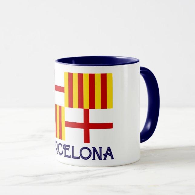 Flag Red White Yellow Blue Barcelona Nationalist Mug (Front Right)