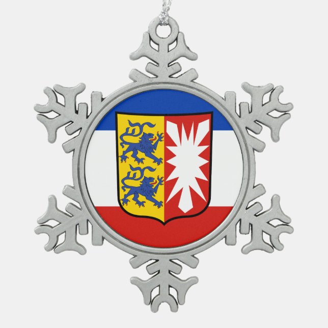 Flag Schleswig-Holstein Snowflake Pewter Christmas Snowflake Pewter Christmas Ornament (Front)