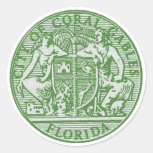 Flagseal  of Coral Gables Florida Classic Round Sticker