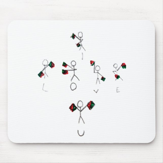 Flag semaphore stick characters spell , “I love U" Mouse Pad (Front)