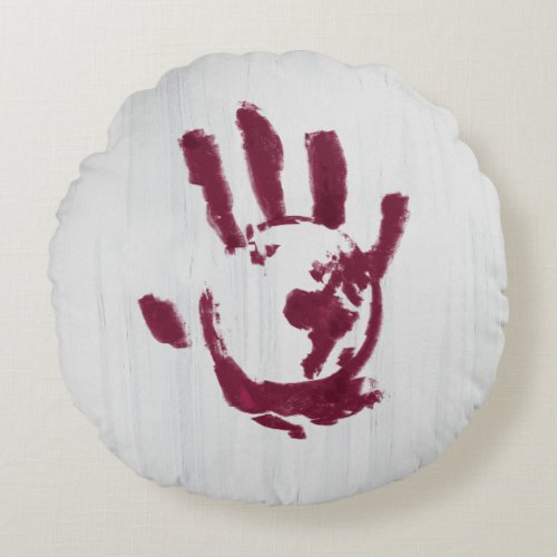 Flag Smasher Global Hand Print Round Pillow