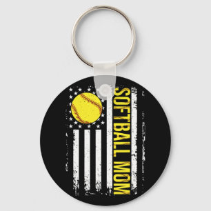 Flag Softball Team Softball Mom Mothers Day Women Keychain