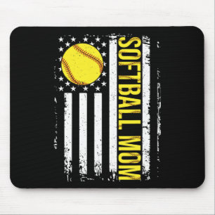 Flag Softball Team Softball Mom Mothers Day Women  Mouse Pad