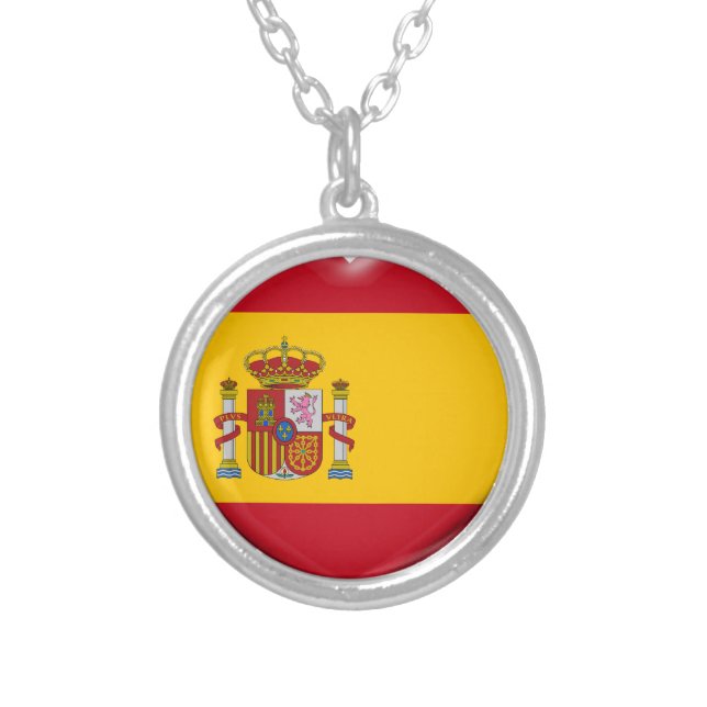 Flag Spain Silver Plated Necklace (Front)