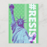 Flag Statue Of Liberty RESIST Art Postcard