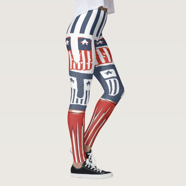  Flag Style "USA" Pattern Leggings for 4th of July (Right)