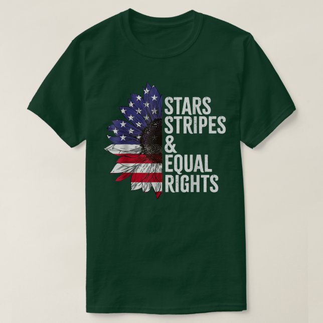 Flag Sunflower Stars Stripes And Equal Reproductiv T-Shirt (Design Front)