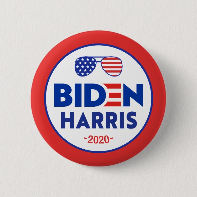 Flag Sunglasses Elect Joe Biden Kamala Harris 2020 Button (Front)