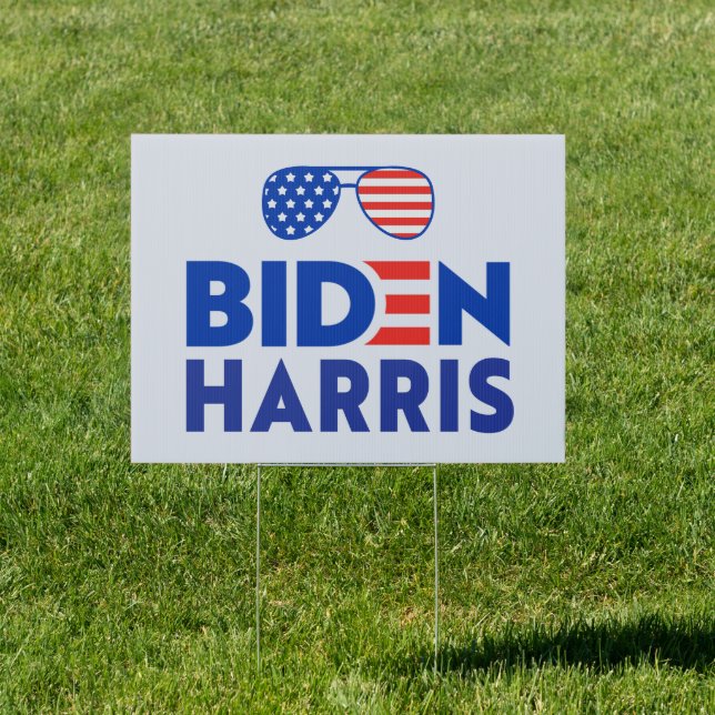 Flag Sunglasses Joe Biden Kamala Harris 2020 Sign (Insitu)