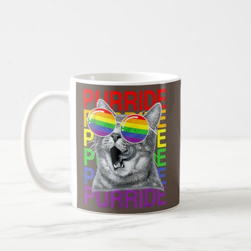 Flag Sunglasses LGBTQ Cute Cat Gay Pride Month  Coffee Mug
