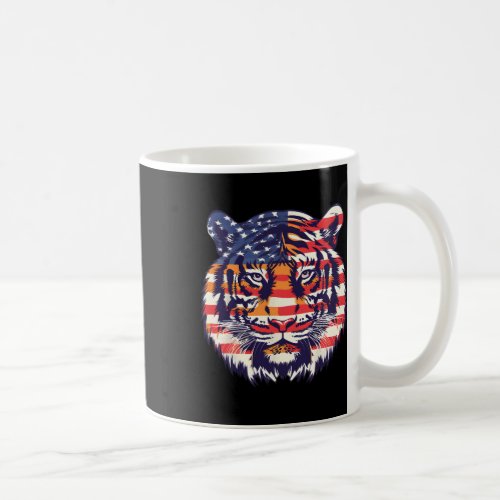 Flag Tiger 4th Of July Funny Animal Face  Coffee Mug