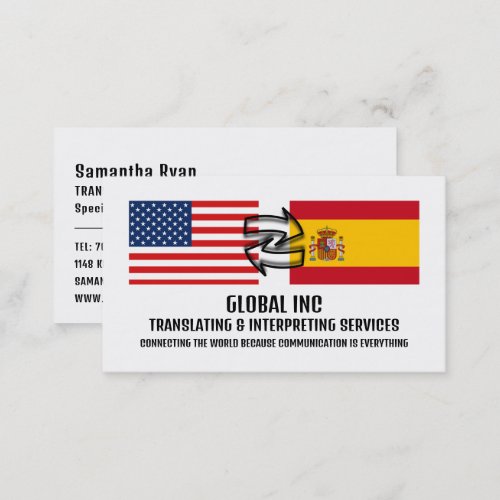 Flag to Flag Design Translator  Interpreter Business Card