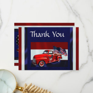 Flag, Truck & Eagle Veteran Thank You Card