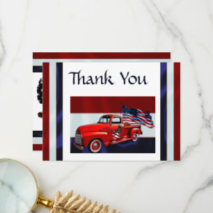 Flag, Truck & Eagle Veteran Thank You Card
