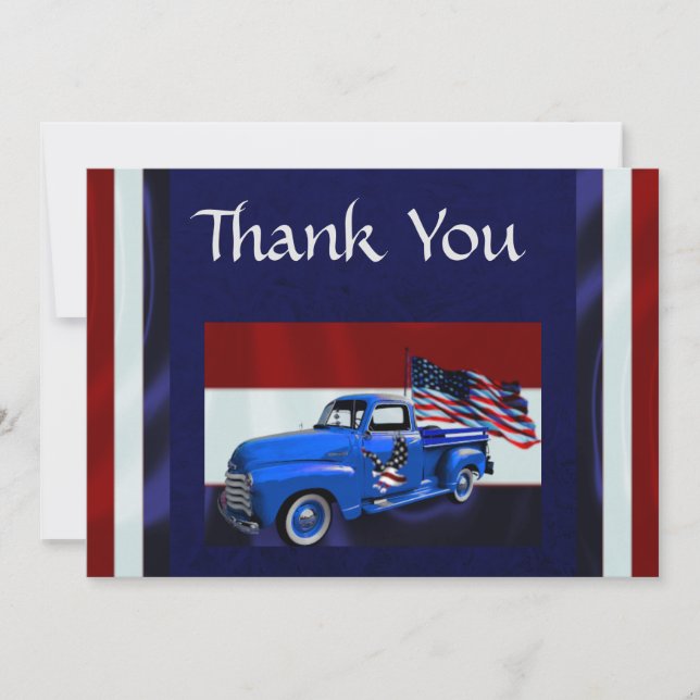 Flag, Truck & Eagle Veteran Thank You Card (Front)
