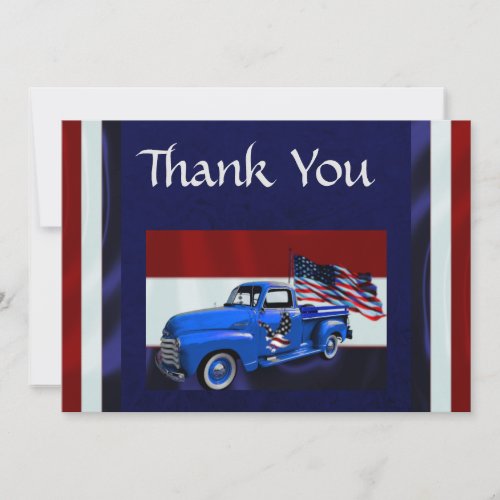 Flag Truck  Eagle Veteran Thank You Card