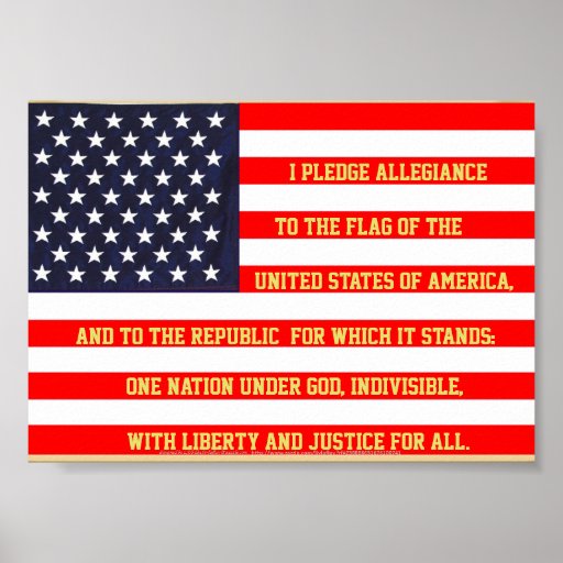 FLAG UNITED STATES WITH PLEDGE WORDS POSTER | Zazzle