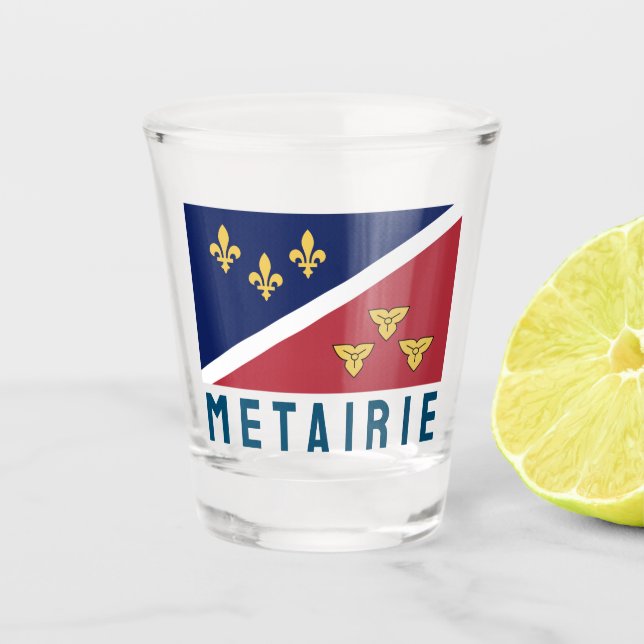 Flag (unofficial) of Metairie, Louisiana Shot Glass (Front)