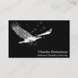 *~* Flag USA American Eagle Grey Gray on Black Business Card