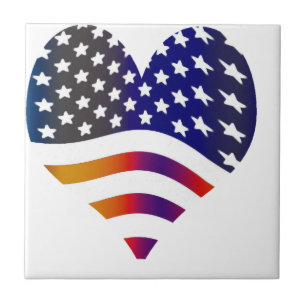 flag usa heart love american honor troops stripes ceramic tile