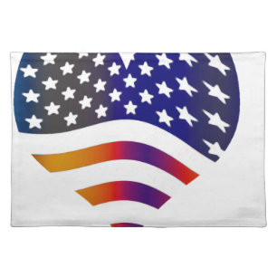 flag usa heart love american honor troops stripes cloth placemat