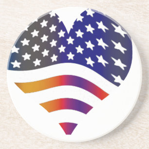 flag usa heart love american honor troops stripes coaster