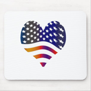 flag usa heart love american honor troops stripes mouse pad