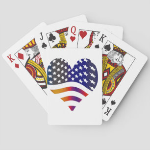 flag usa heart love american honor troops stripes poker cards