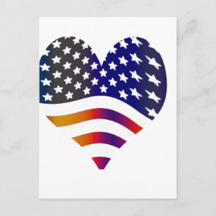 flag usa heart love american honor troops stripes postcard