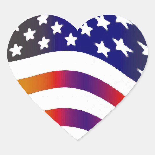 flag usa heart love american honor troops stripes sticker (Front)