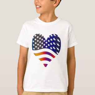 flag usa heart love american honor troops stripes T-Shirt