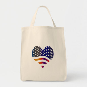 flag usa heart love american honor troops stripes tote bag
