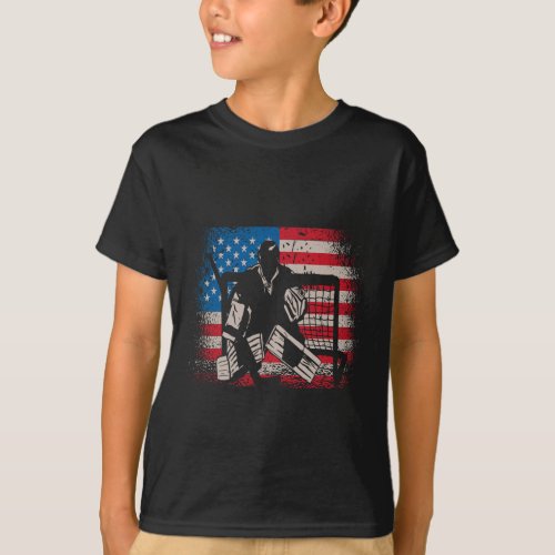 Flag Usa Ice Hockey Design For Ice Hockey Players  T_Shirt