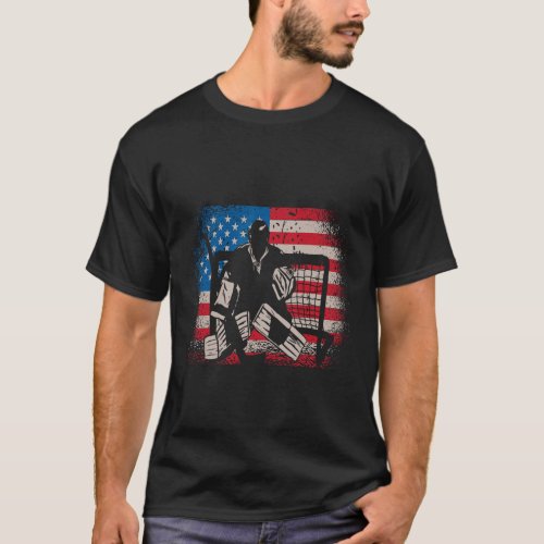 Flag Usa Ice Hockey Design For Ice Hockey Players  T_Shirt