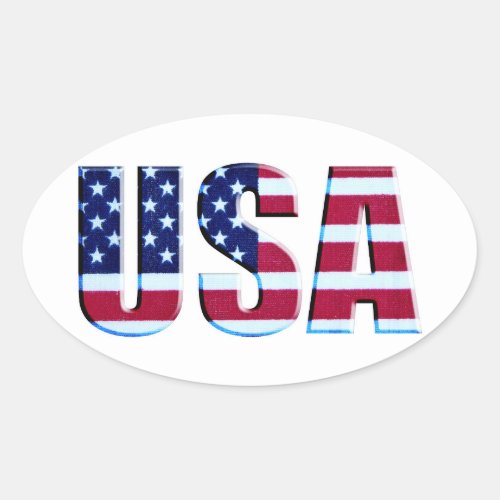 Flag USA Letters Oval Sticker