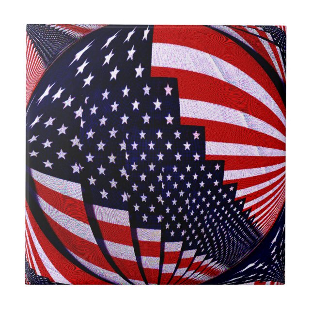 Flag-USA -Spread the Love_ Ceramic Tile (Front)