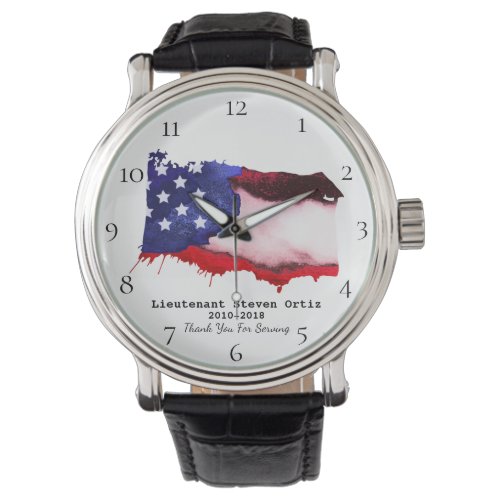   Flag USA Veteran Military Red White Blue Watch