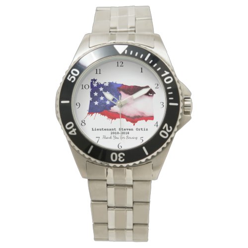   Flag USA Veteran Military Red White Blue Watch
