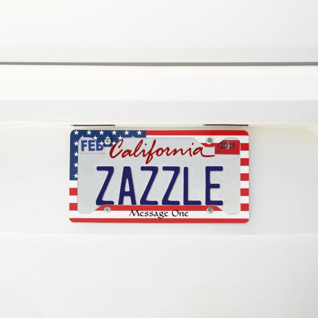 Flag USD with your message License Plate Frame (On Car)