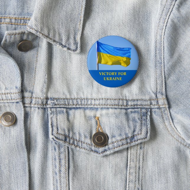 Flag Victory for Ukraine Stay Strong Button (In Situ)