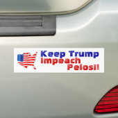 Flag wave Politics Keep Trump impeach Nancy Pelosi Bumper Sticker (On Car)