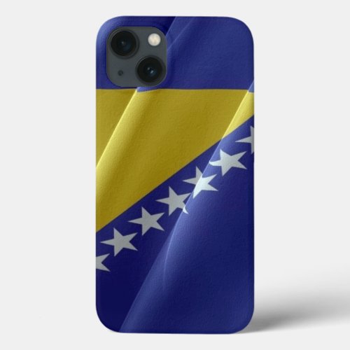 Flag waving of Bosnia and Herzegovina _ iPhone 13 Case