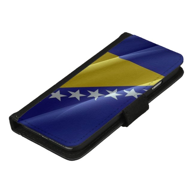 Flag waving of Bosnia and Herzegovina - iPhone Wallet Case (Bottom)