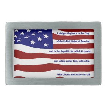 Flag With Pledge Of Allegiance Belt Buckle by dbvisualarts at Zazzle