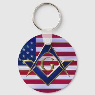 Flag with Square and Compasses Keychain