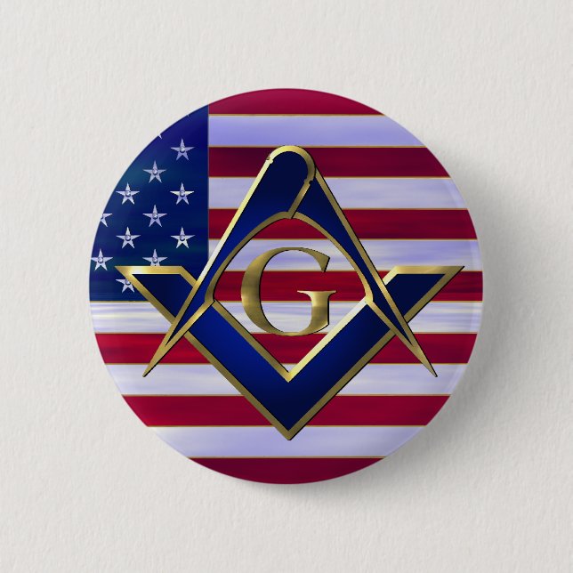 Flag with Square and Compasses Pinback Button (Front)
